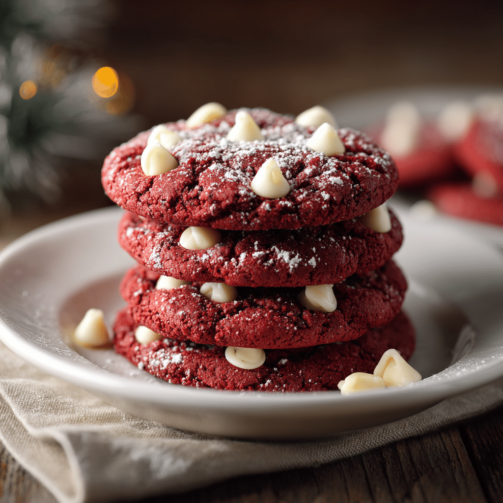 Red Velvet Cookie Ingredients neatly arranged on a marble surface